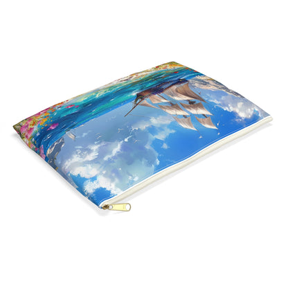 Sail Away into History Accessory Pouch - side view, laying flat