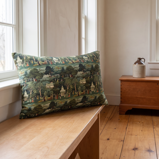 American Village Tapestry lumbar pillow in a refined Shaker keeping room