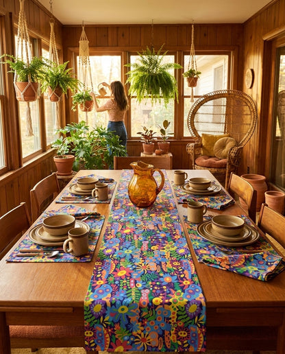 Groovy Garden napkins styled with the matching placemats and table runner