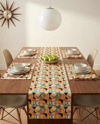 Mod Circle Medley napkins styled with the matching placemats and table runner