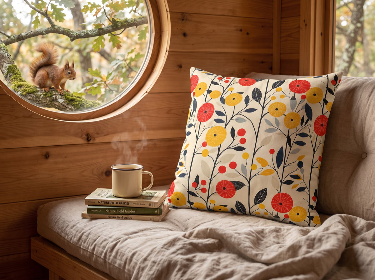Mod Twig Bliss square throw pillow in its unique interior setting