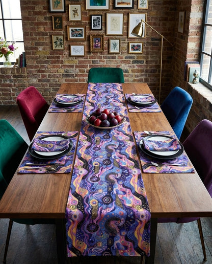 Purple Craziness napkins styled with the matching placemats and table runner