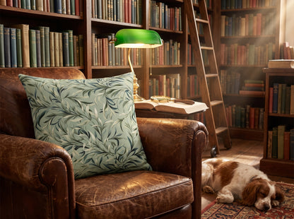 Vintage Vines square throw pillow in its unique interior setting