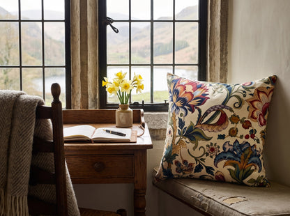 Wordsworth square throw pillow in its unique interior setting