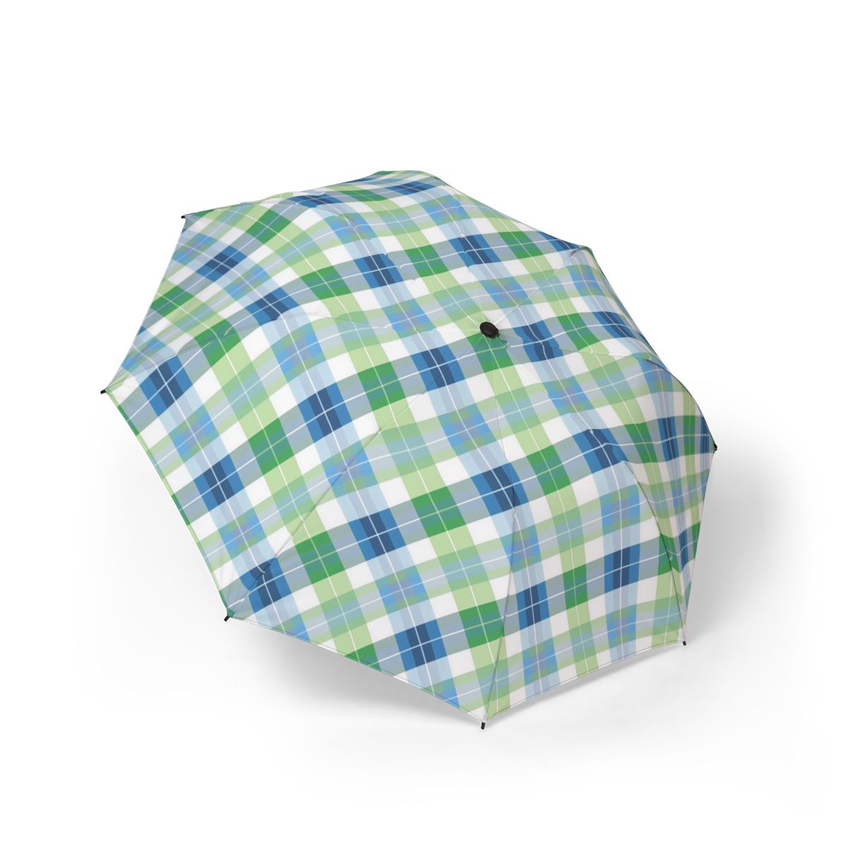 Spring Zest Plaid foldable umbrella — front view