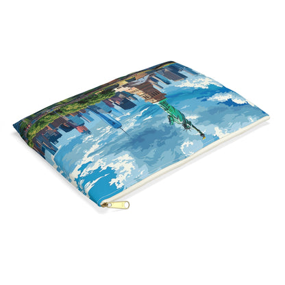 Statue of Liberty Accessory Pouch - side view, laying flat