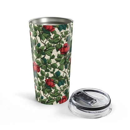 Classic Red Rose & Vine Insulated Tumbler - 20 oz. Stainless Steel, Glossy Finish