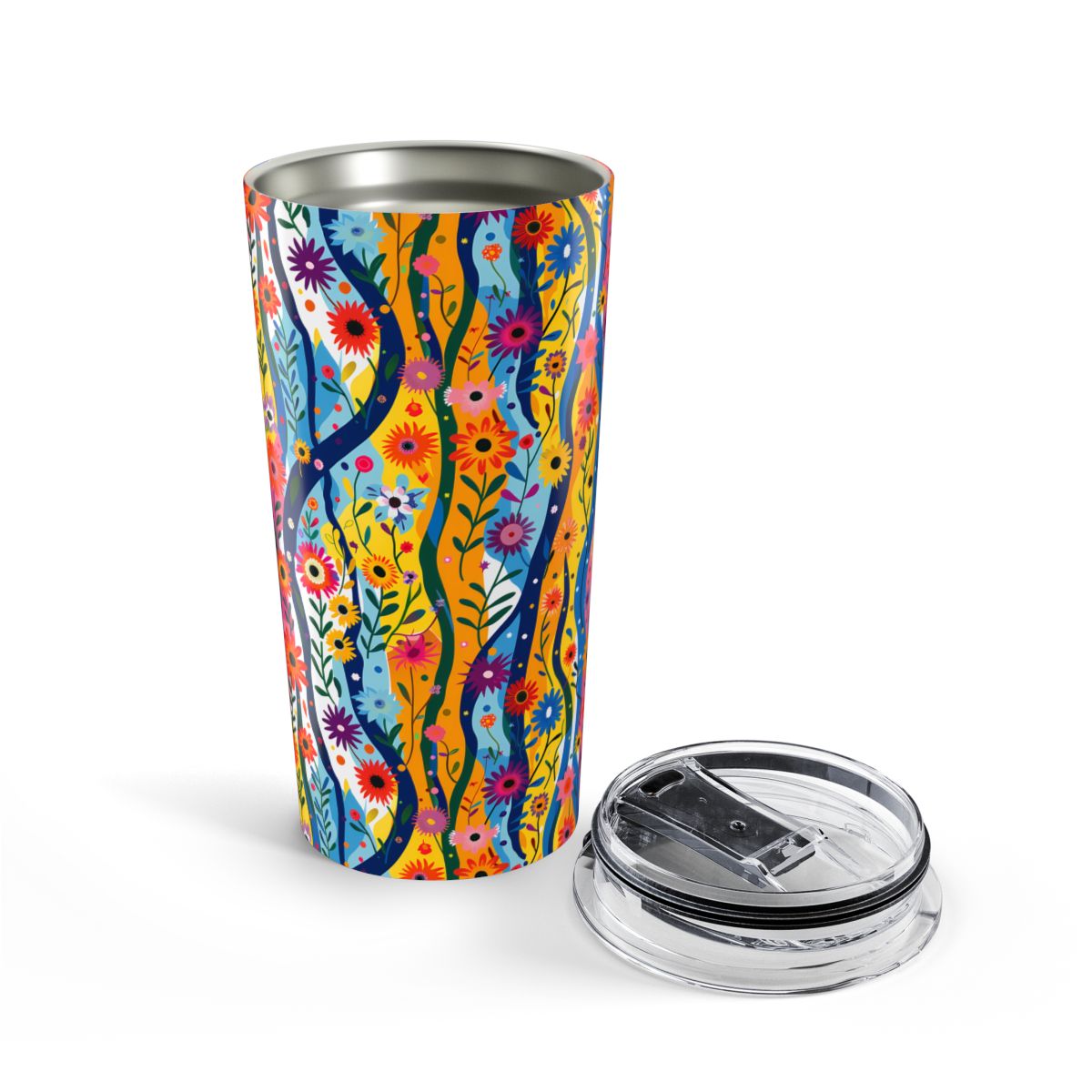Floral Rhythms Insulated Tumbler - 20 oz. Stainless Steel, Glossy Finish