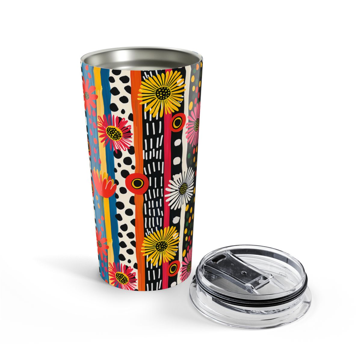 Striped Daisy Play Insulated Tumbler - 20 oz. Stainless Steel, Glossy Finish