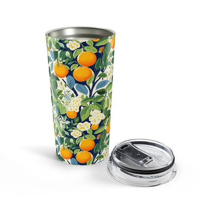 Happy Oranges & Blossoms Insulated Tumbler - 20 oz. Stainless Steel, Glossy Finish