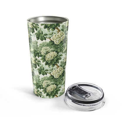 Vintage Green Hydrangea Insulated Tumbler - 20 oz. Stainless Steel, Glossy Finish