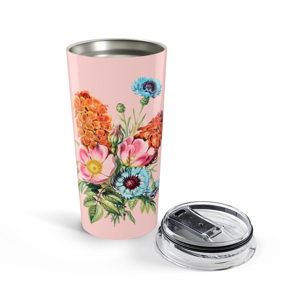 Vintage Botanical Floral Insulated Tumbler - 20 oz. Stainless Steel, Glossy Finish