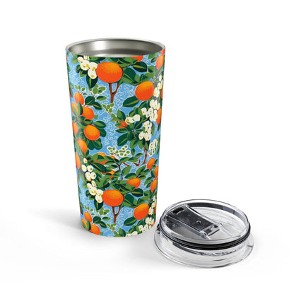 Citrus Blue Bliss insulated tumbler opened view