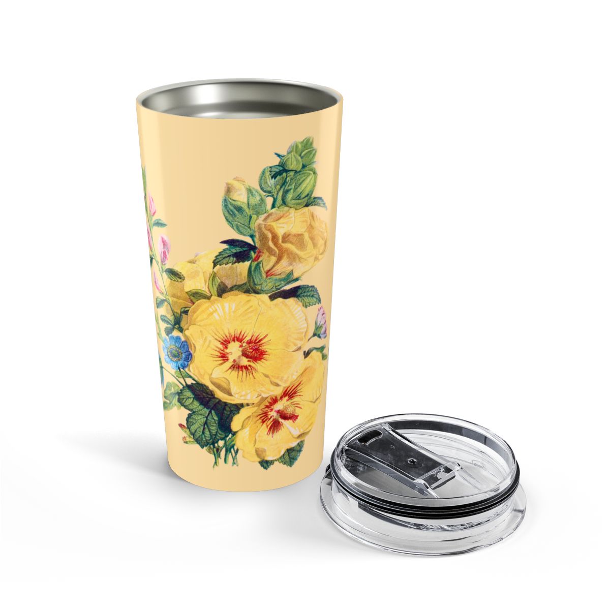 Vintage Yellow Bloom Serenity Insulated Tumbler - 20 oz. Stainless Steel, Glossy Finish