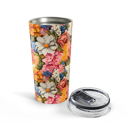 Chic Floral Insulated Tumbler - 20 oz. Stainless Steel, Glossy Finish