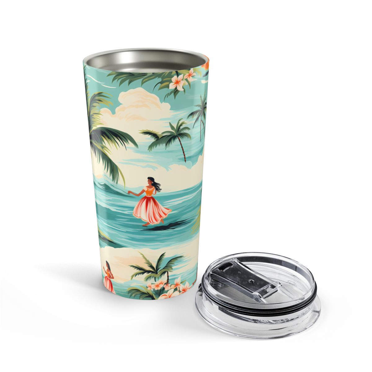 Retro Hawaiian Hula Insulated Tumbler - 20 oz. Stainless Steel, Glossy Finish