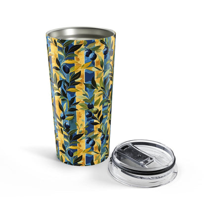 Olive Orchard Stripes Insulated Tumbler - 20 oz. Stainless Steel, Glossy Finish