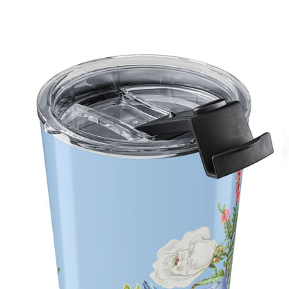 Vintage White & Blue Blossoms Insulated Tumbler - 20 oz. Stainless Steel, Glossy Finish