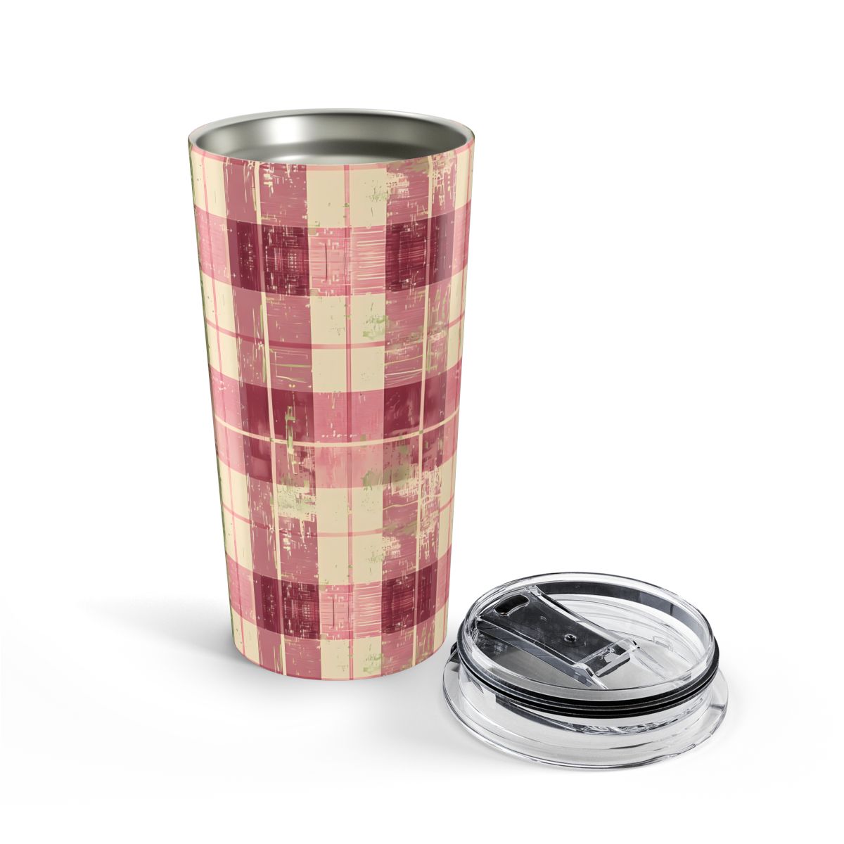 Spring Serenade Plaid Insulated Tumbler - 20 oz. Stainless Steel, Glossy Finish