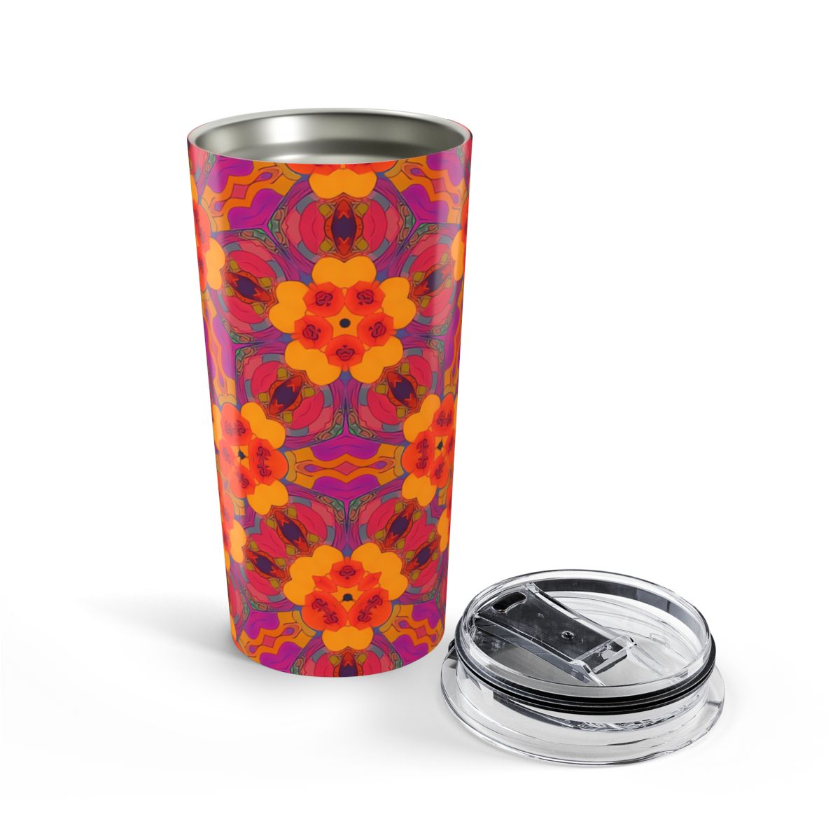 Kaleidoscope Blossom Charm Insulated Tumbler - 20 oz. Stainless Steel, Glossy Finish