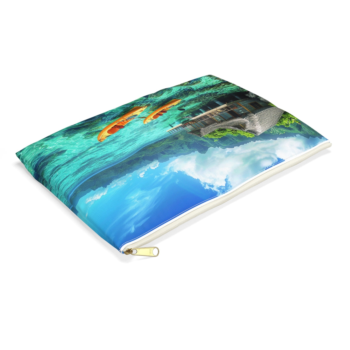 Tropical Serenity Accessory Pouch - side view, laying flat