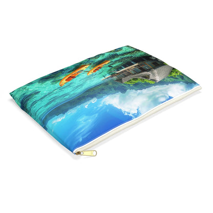 Tropical Serenity Accessory Pouch - side view, laying flat