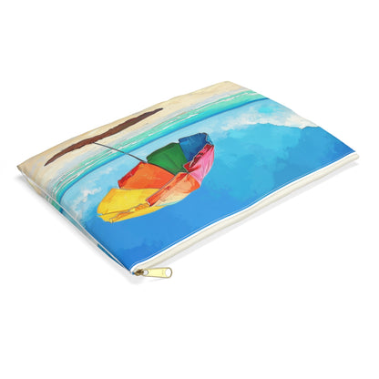 Tropical Tranquility Accessory Pouch - side view, laying flat