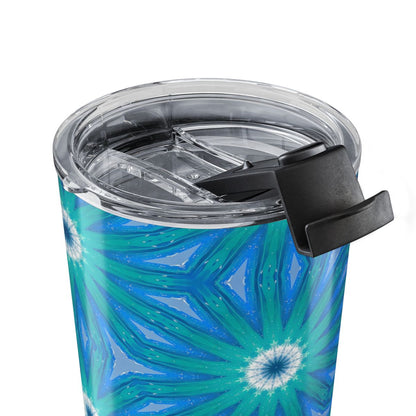 Sapphire Nebula tumbler lid close-up