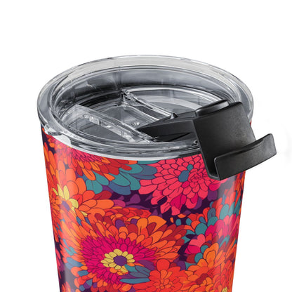On Fire Flower Power tumbler lid close-up