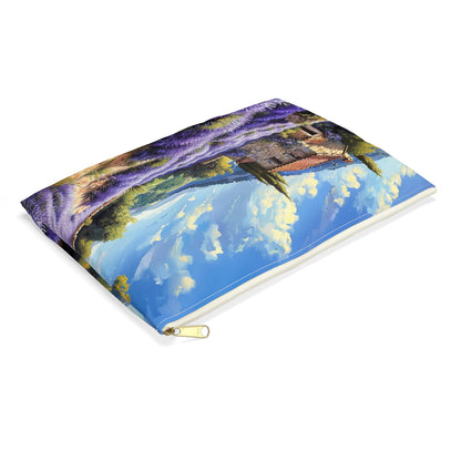 Tuscan Lavender Dreams Accessory Pouch - side view, laying flat