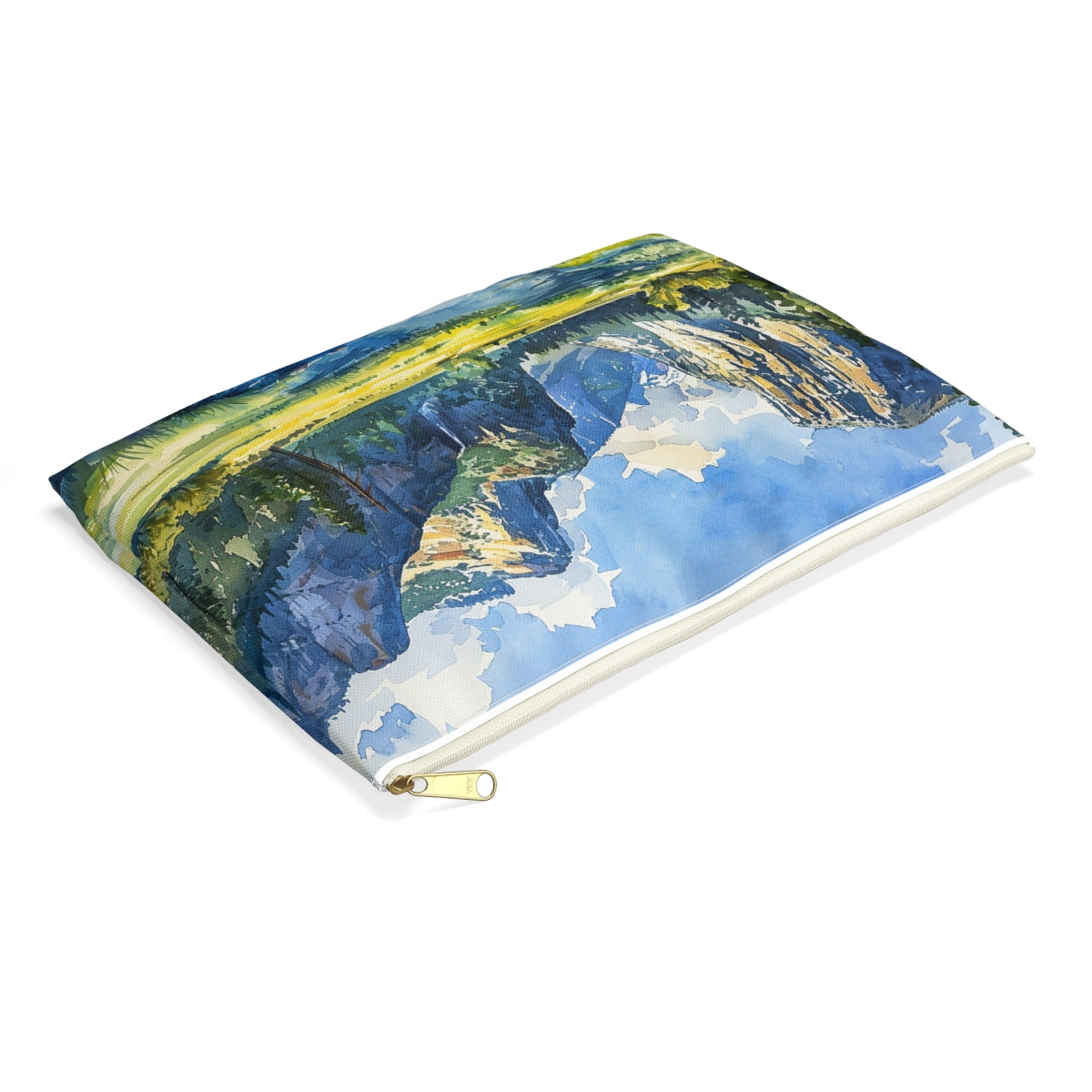 Yosemite Valley Vista Accessory Pouch - side view, laying flat